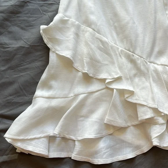 #7 BLUE RAIN White Ruffled Mini Dress Size S - Picture 5 of 8